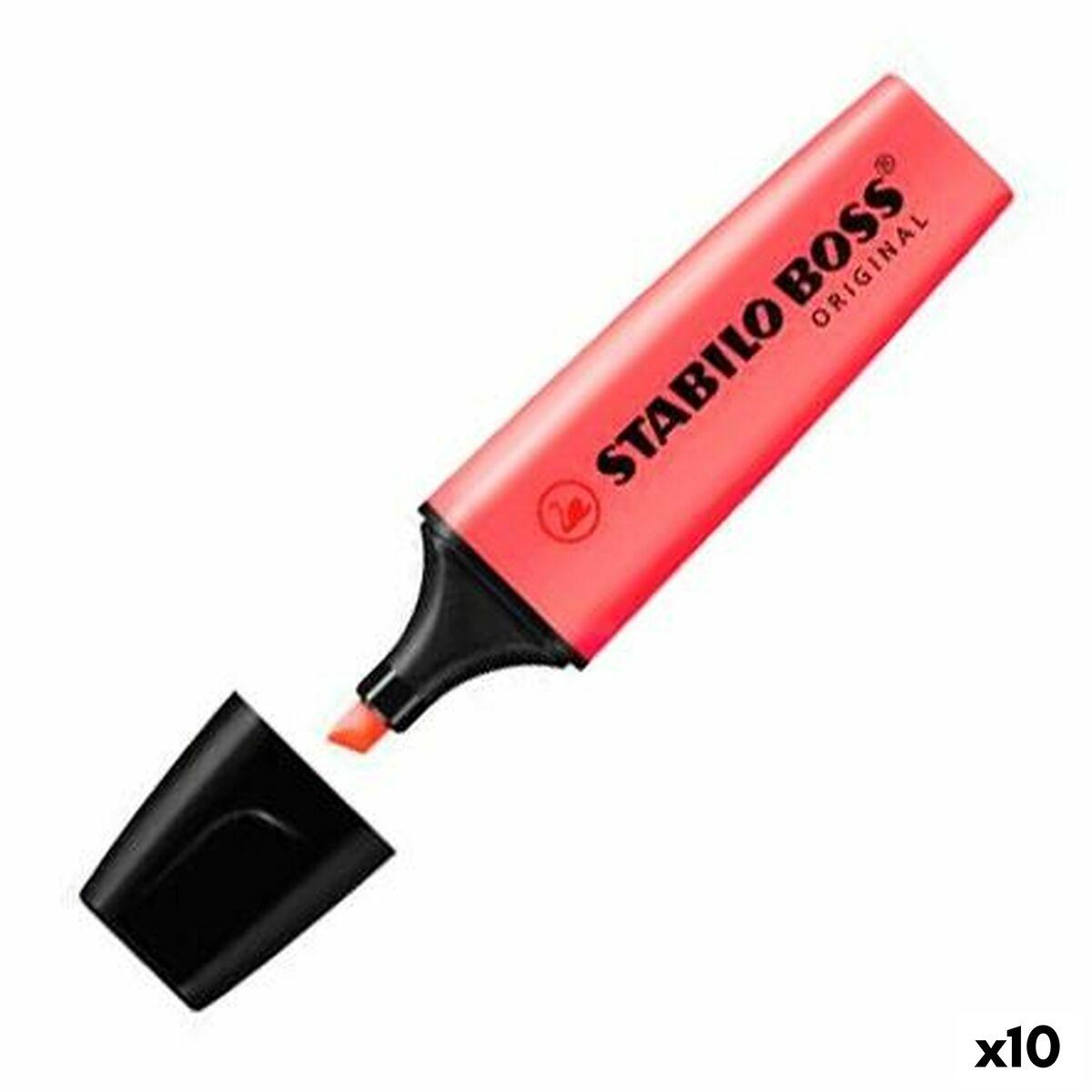 Subrayador Stabilo Rojo (10 Unidades)