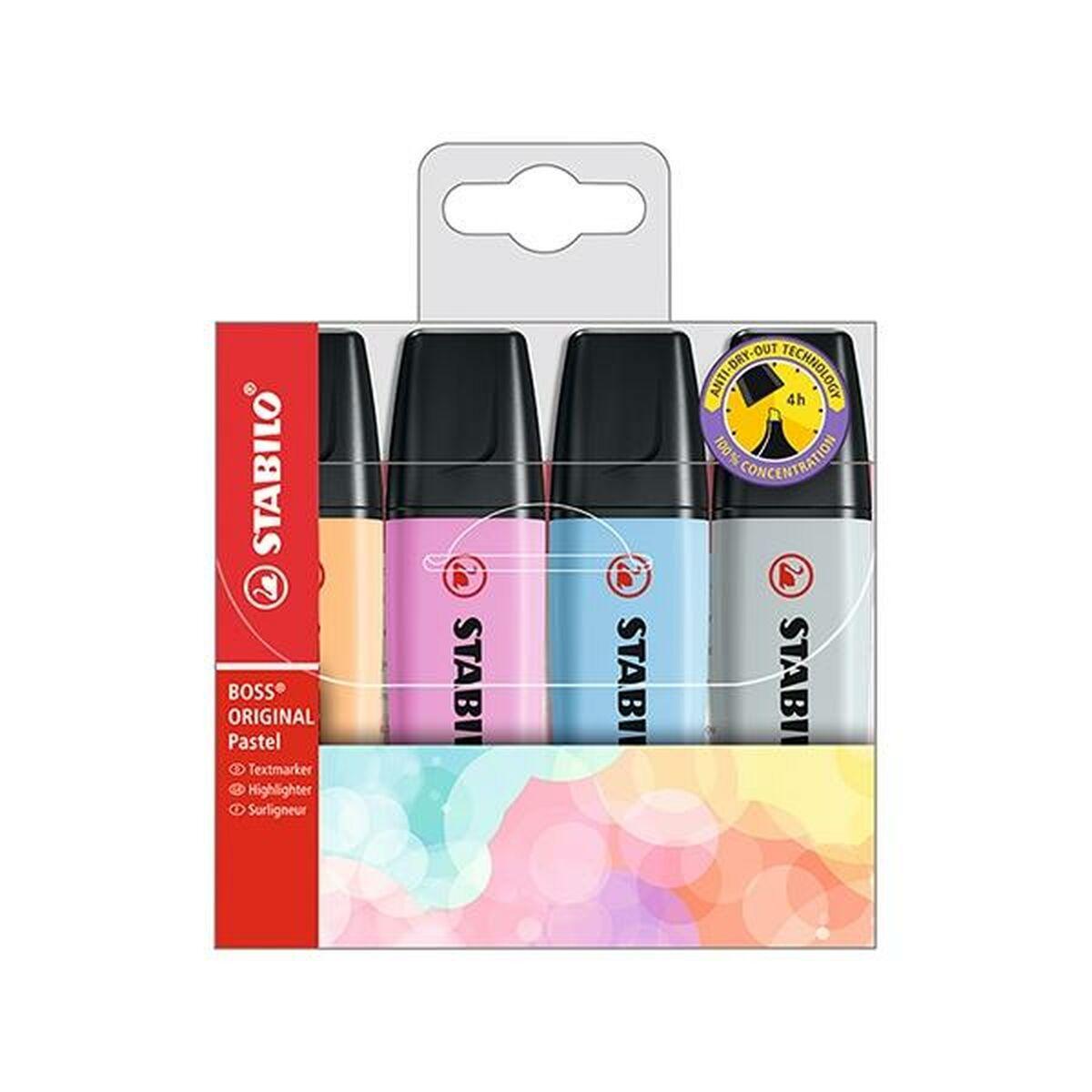 Set de Marcadores Fluorescentes Stabilo Boss Original Pastel Multicolor (4 Unidades)