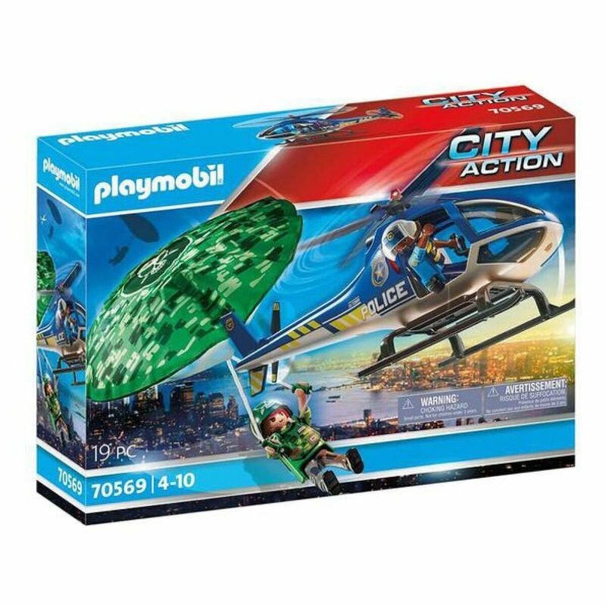 Playset City Action Police helicopter: Parachute Chase Playmobil 70569 19 piezas (19 pcs)