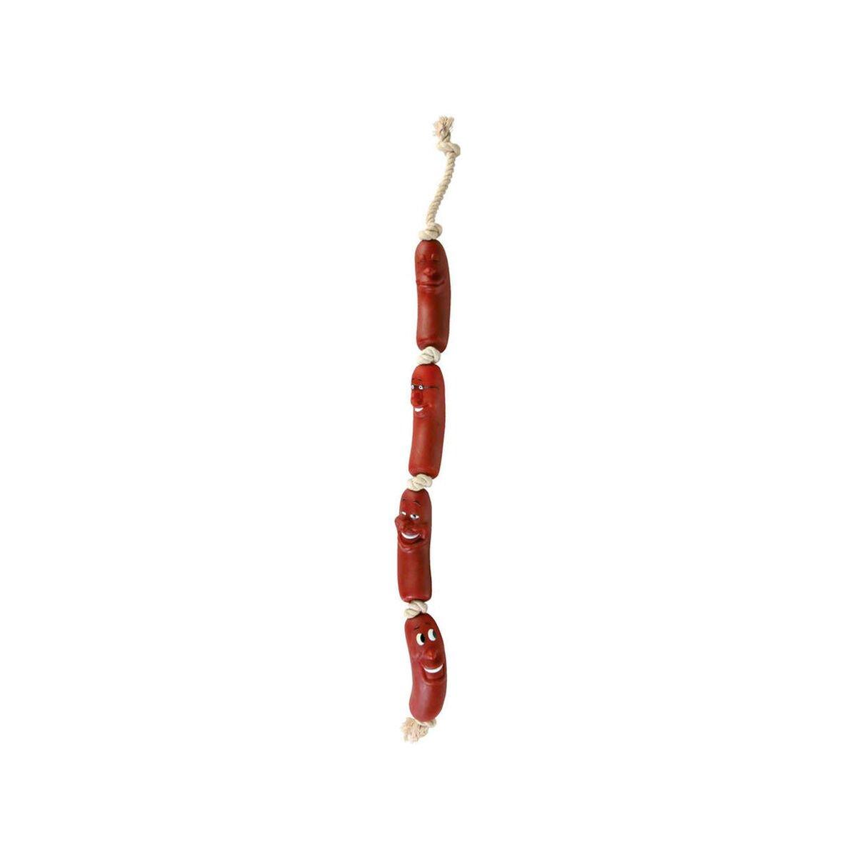 Juguete para perros Trixie Sausages on a Rope 75 cm Marrón Vinilo Salchichas