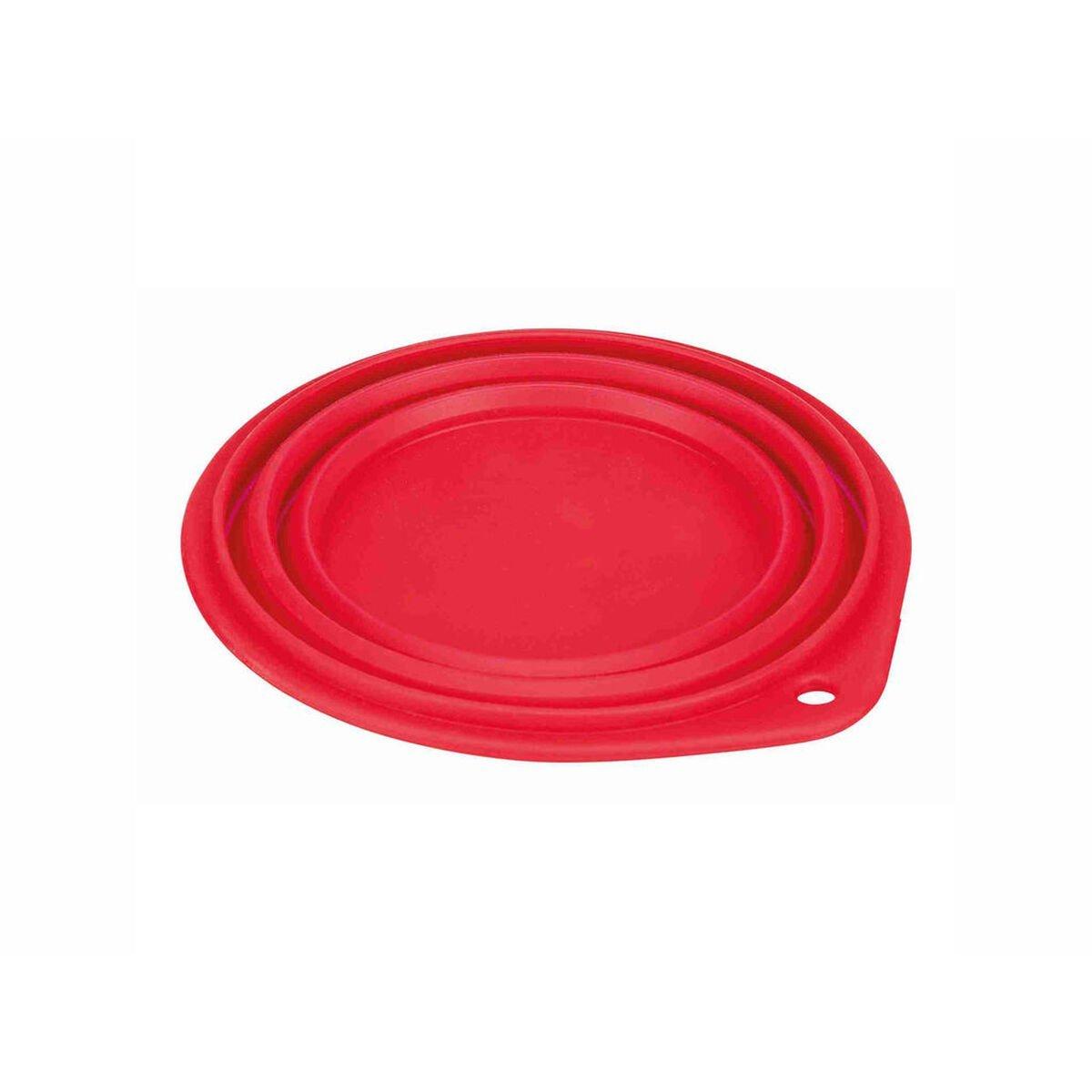 Comedero Plegable para Mascotas Trixie Travel Silicona 1 L Azul Rojo