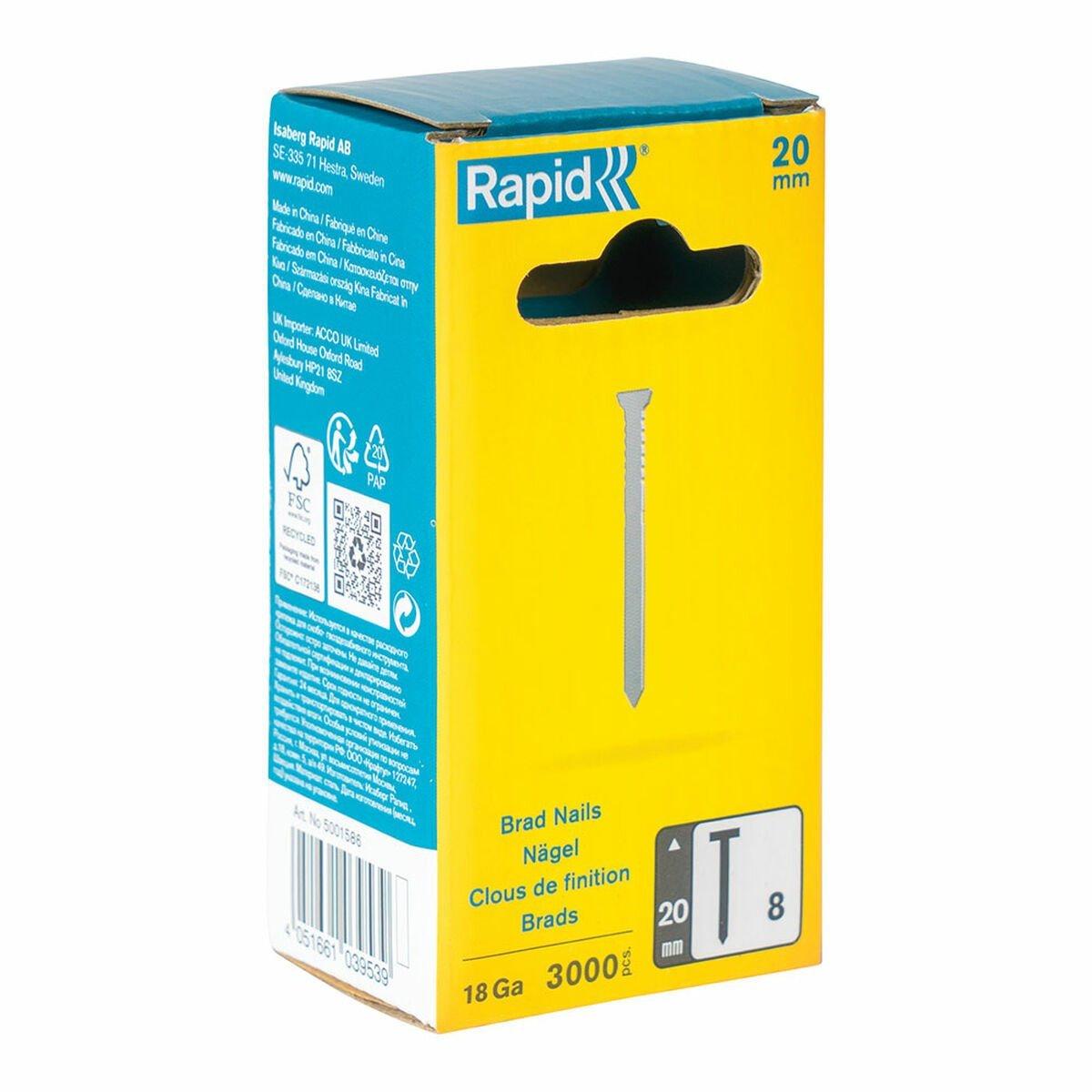 Clavos Rapid 18ga 20 mm Galvanizado (3000 Unidades)