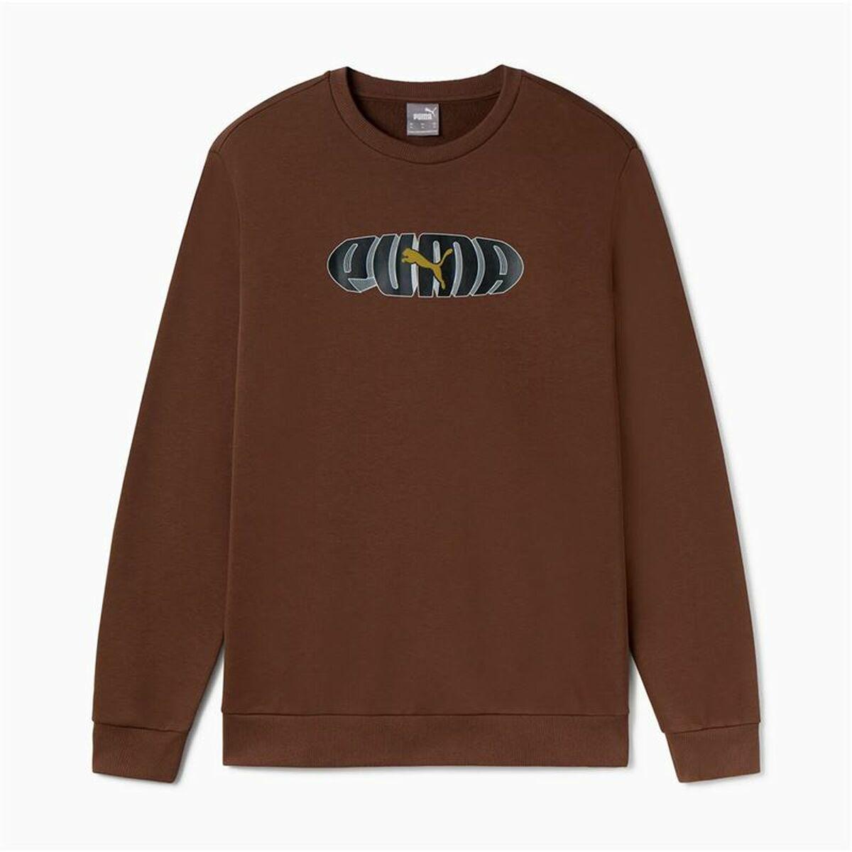 Sudadera sin Capucha Hombre Puma Essentials+ Graphic Crew Fl Hombre Marrón