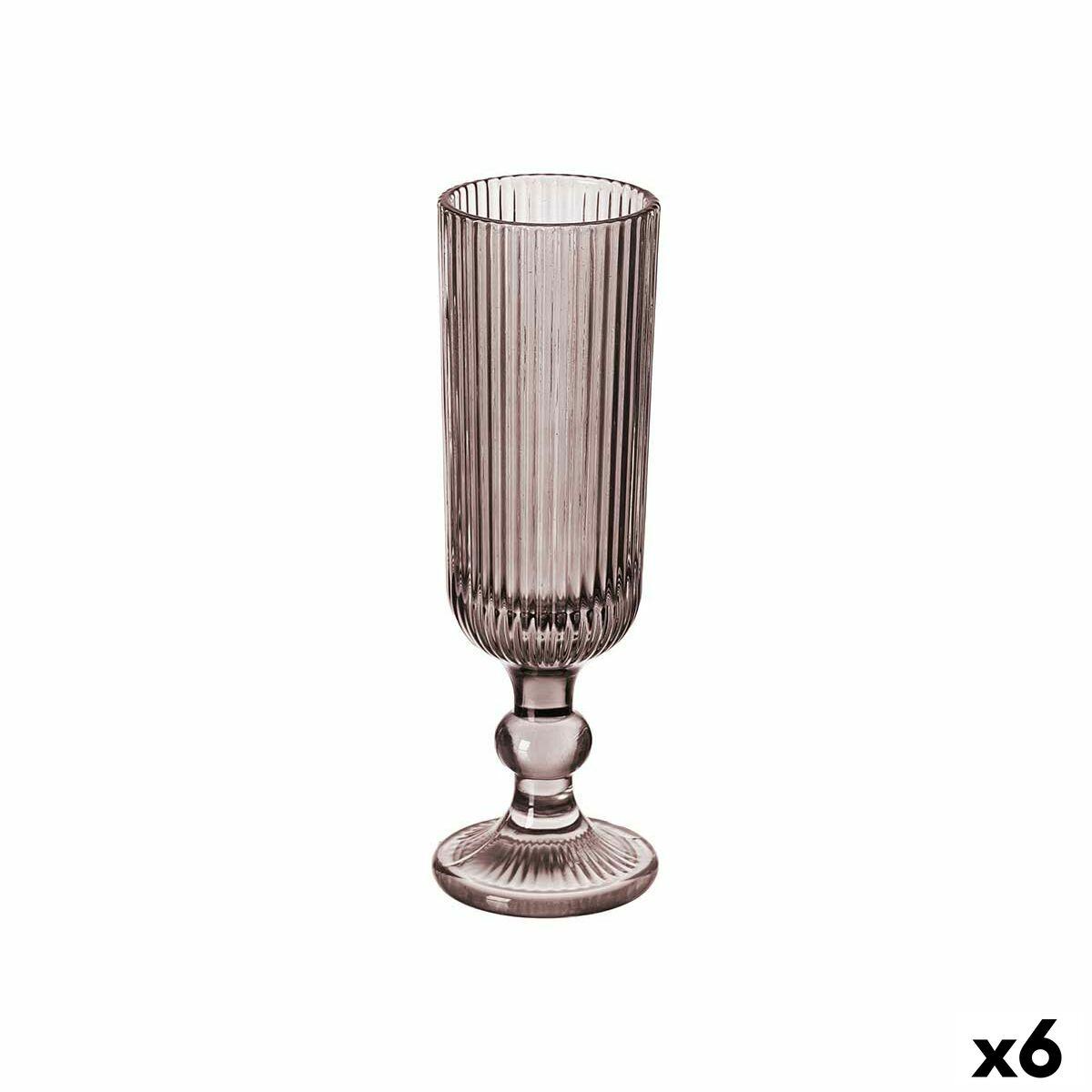 Copa de champán Vivalto Gris Rosa Vidrio 160 ml Rayas (6 Unidades)