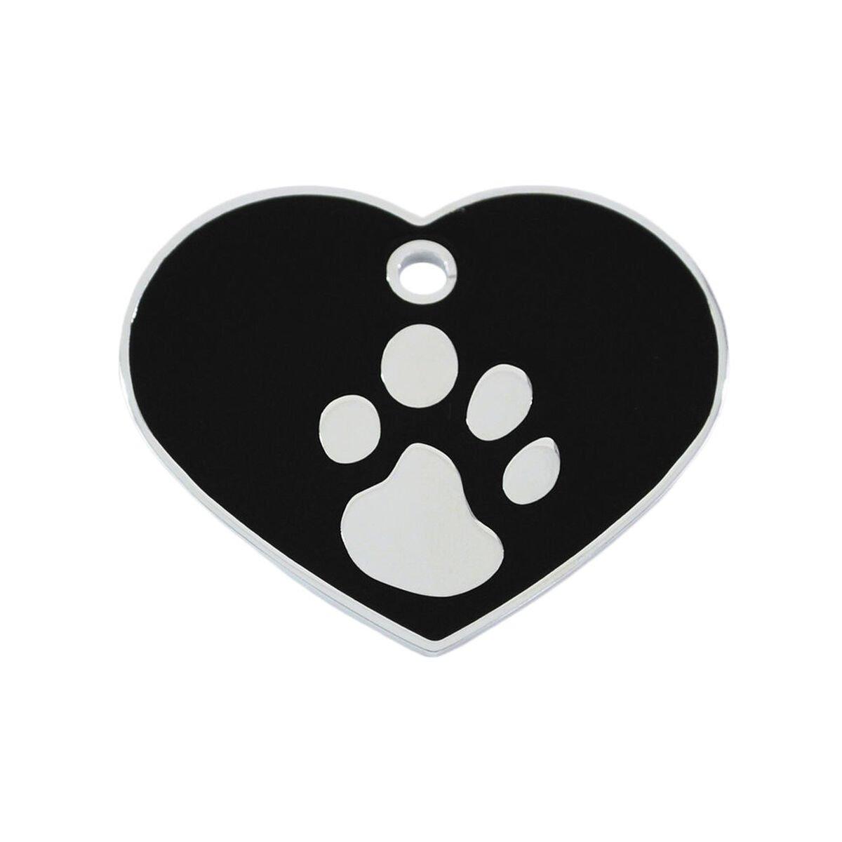 Placa identificativa para collar Imarc Heart Negro Plateado