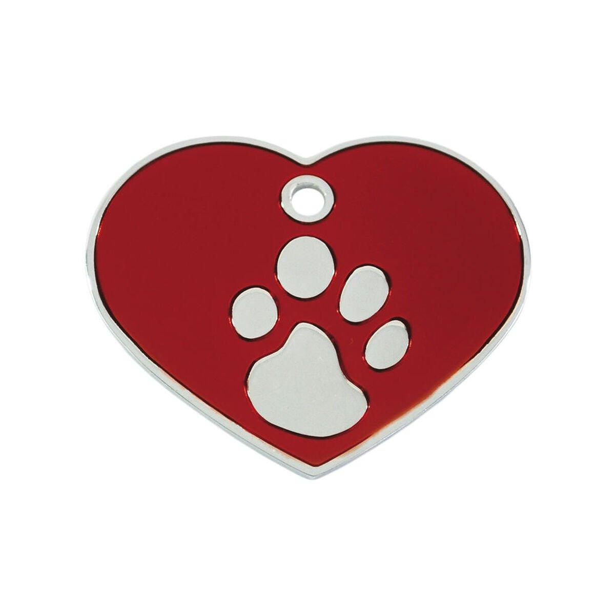 Placa identificativa para collar Imarc Heart Rojo Plateado