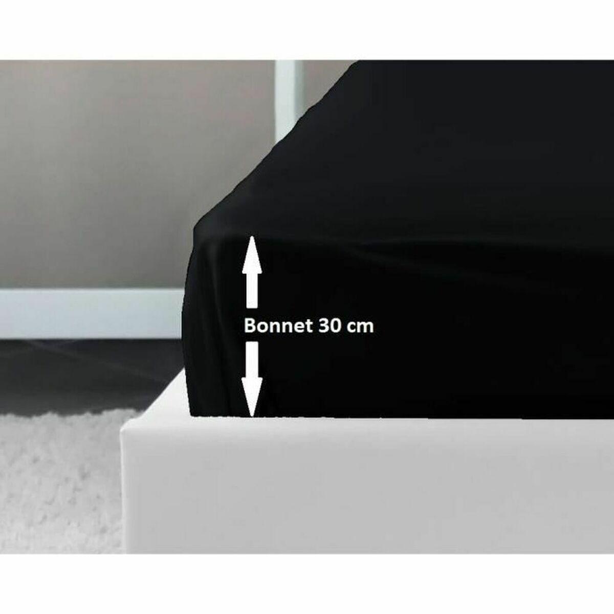 Sábana Bajera Lovely Home Negro Cama doble 160 x 200 cm