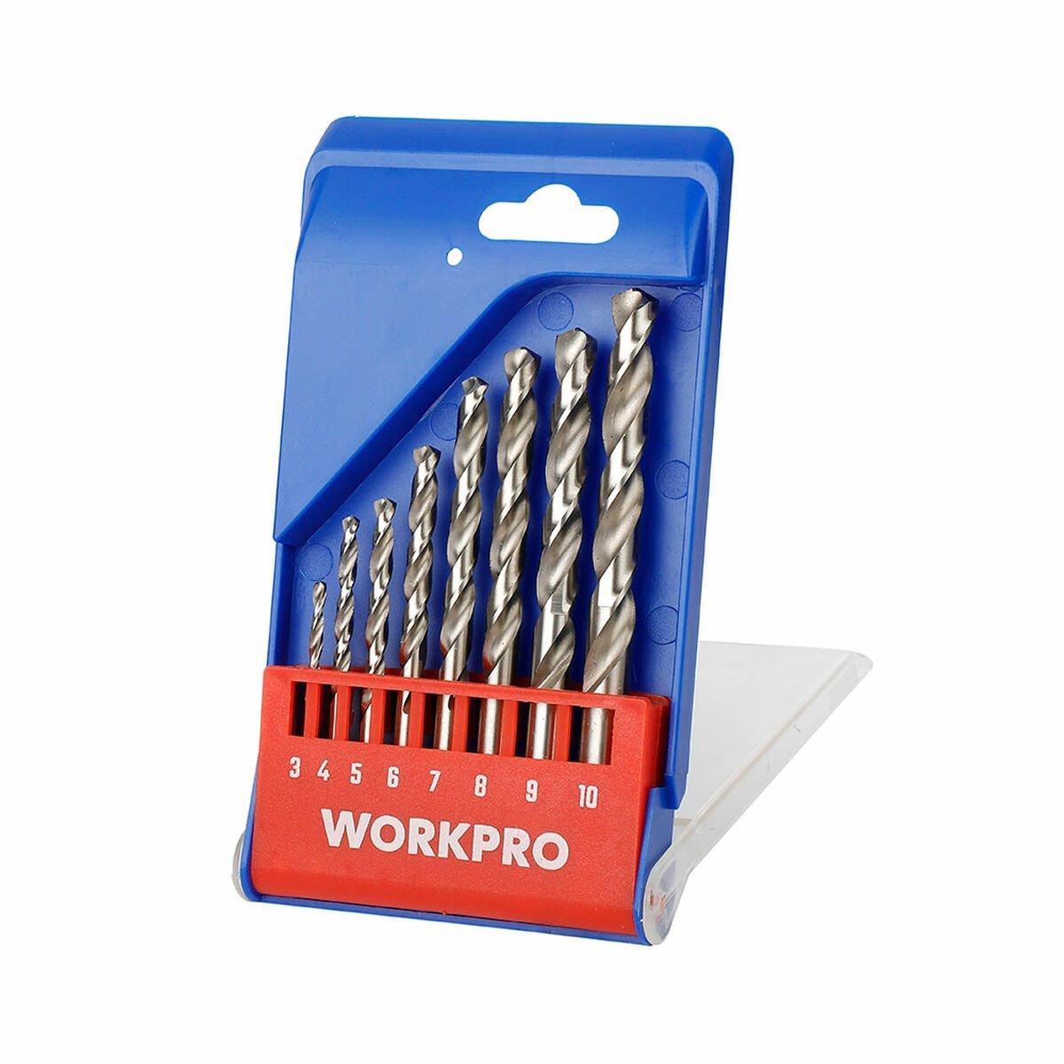 Set de brocas Workpro 3, 4, 5, 6, 7, 8, 9 y 10 mm Metal 8 Piezas