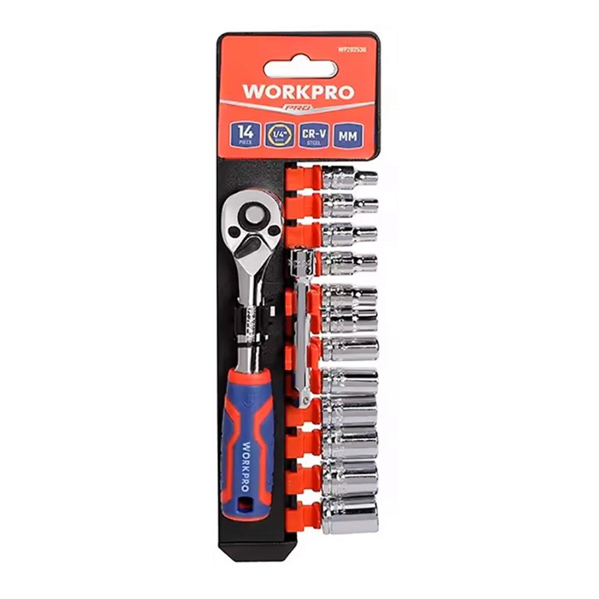 Juego de llaves de vaso Workpro 1/4"