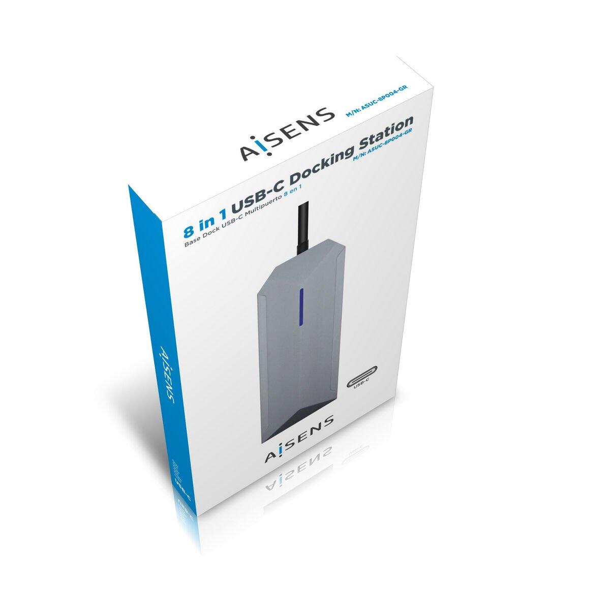 Hub USB Aisens ASUC-8P004-GR Gris 100 W 4K Ultra HD