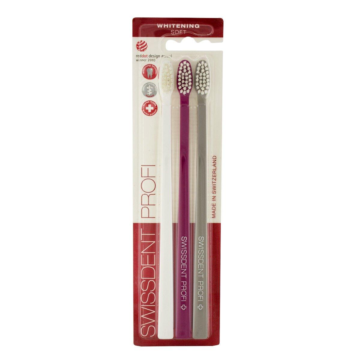 Cepillo de Dientes Blanqueante Swissdent Soft Family Gris Rosa Blanco