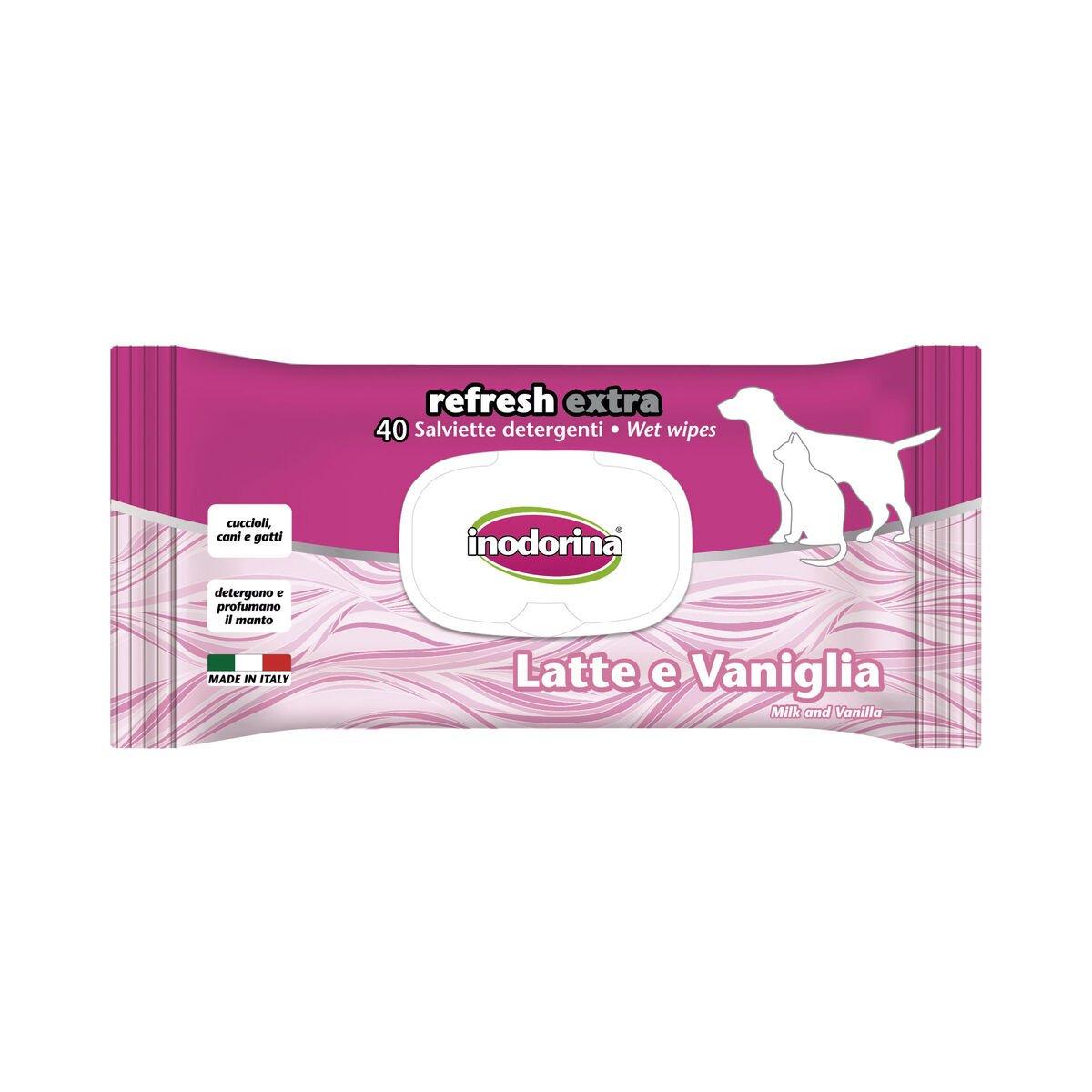 Toallitas Húmedas para Mascotas Inodorina REFRESH EXTRA Avainillado