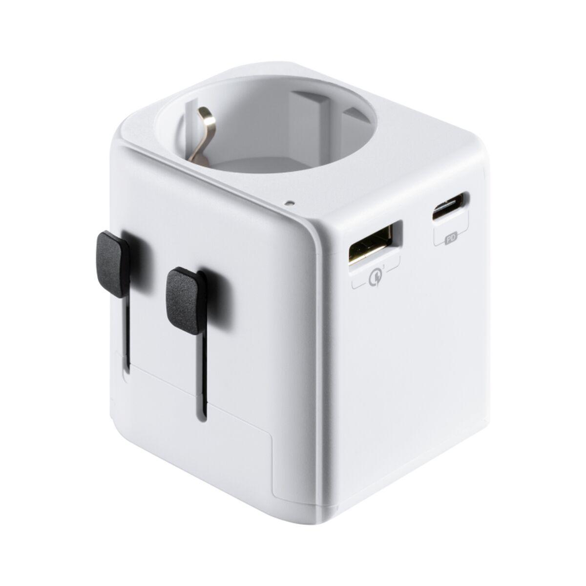 Adaptador de Enchufe Universal de Viaje Ewent EW1472 Blanco