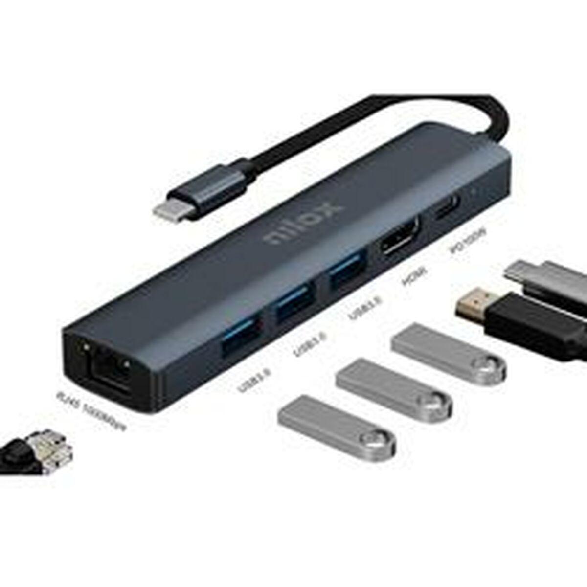 Dockstation Nilox NXDSUSBC06 Gris Multicolor