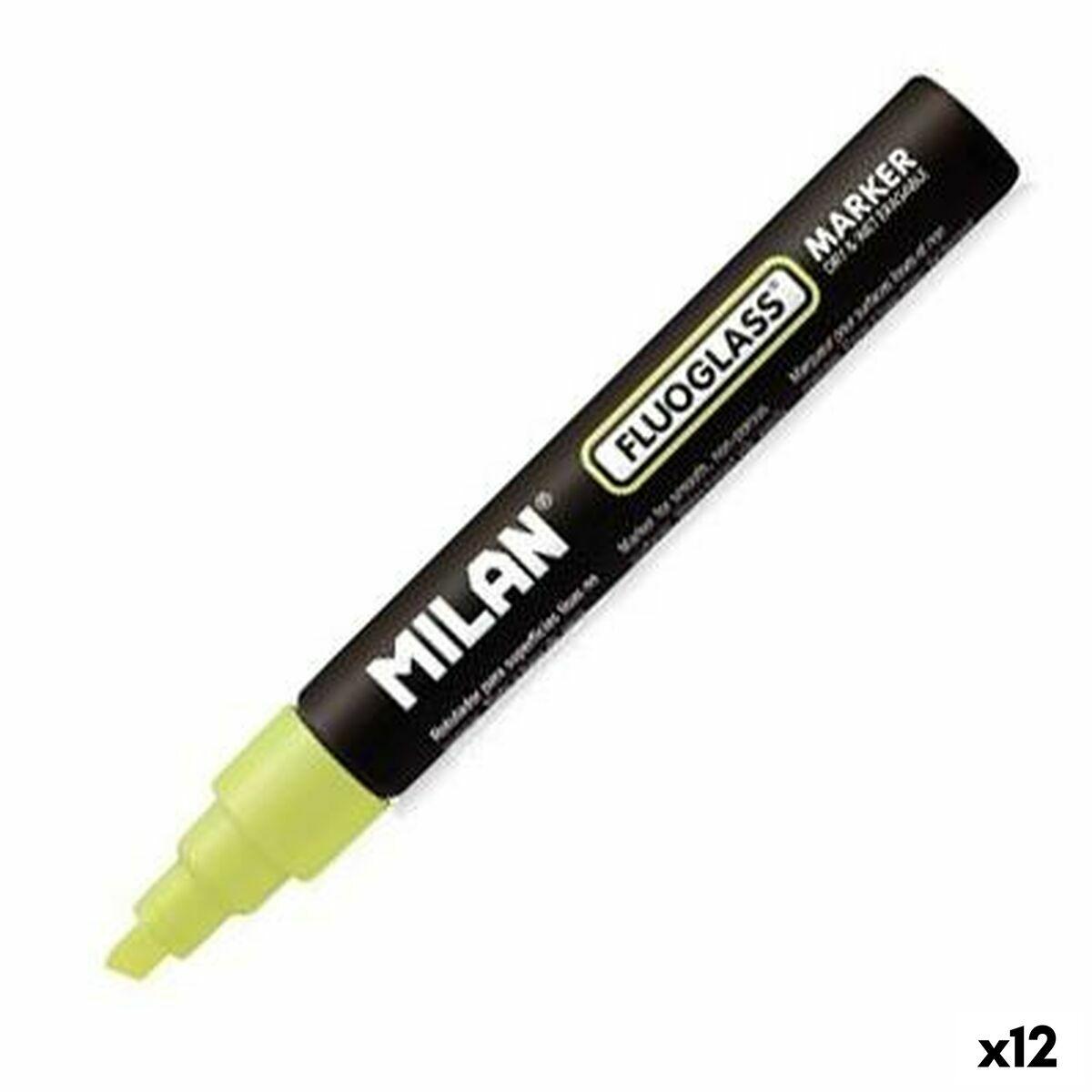 Rotulador Milan Fluoglass Amarillo Borrable (12 Unidades)