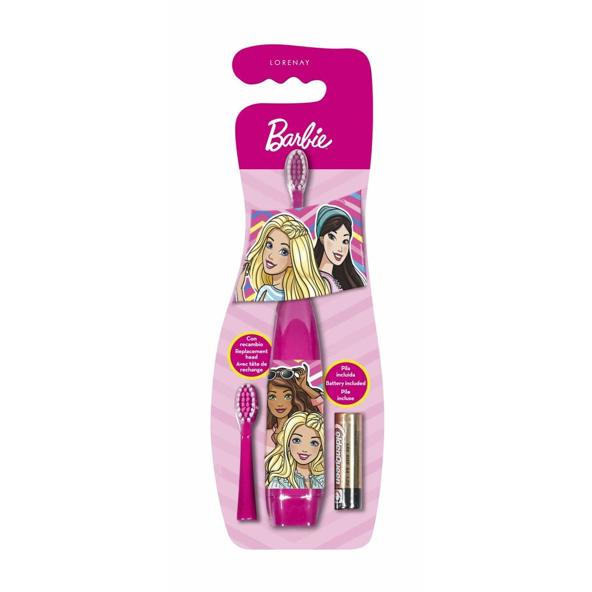 Cepillo de Dientes Eléctrico + Recambio Barbie Rosa