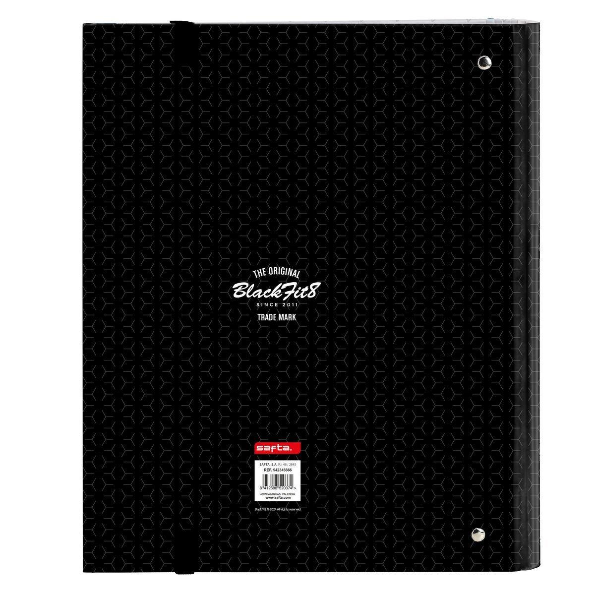 Carpeta de anillas BlackFit8 Old school Negro Gris 27 x 32 x 3.5 cm