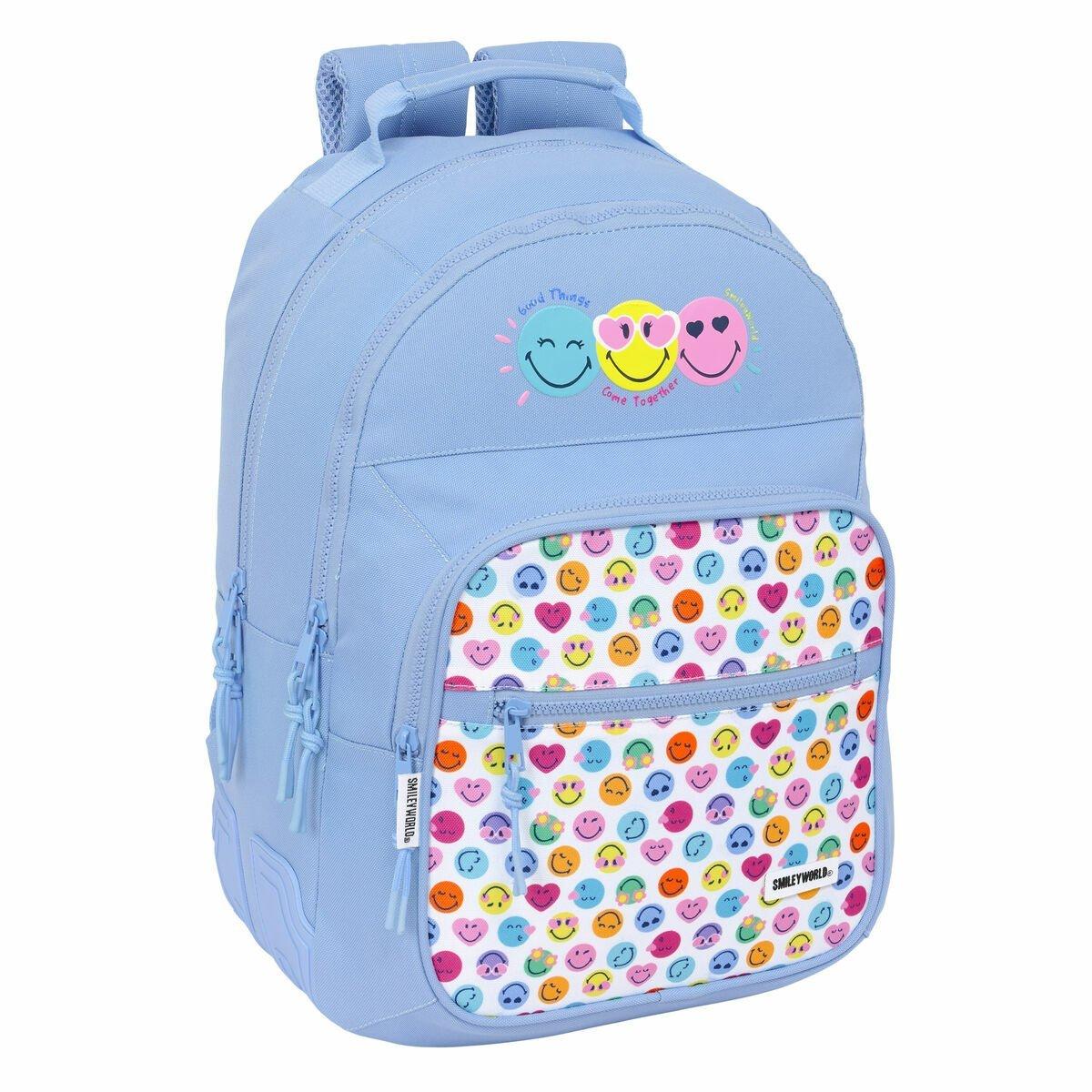 Mochila Escolar Smiley Joyful Azul Multicolor 32 x 42 x 15 cm