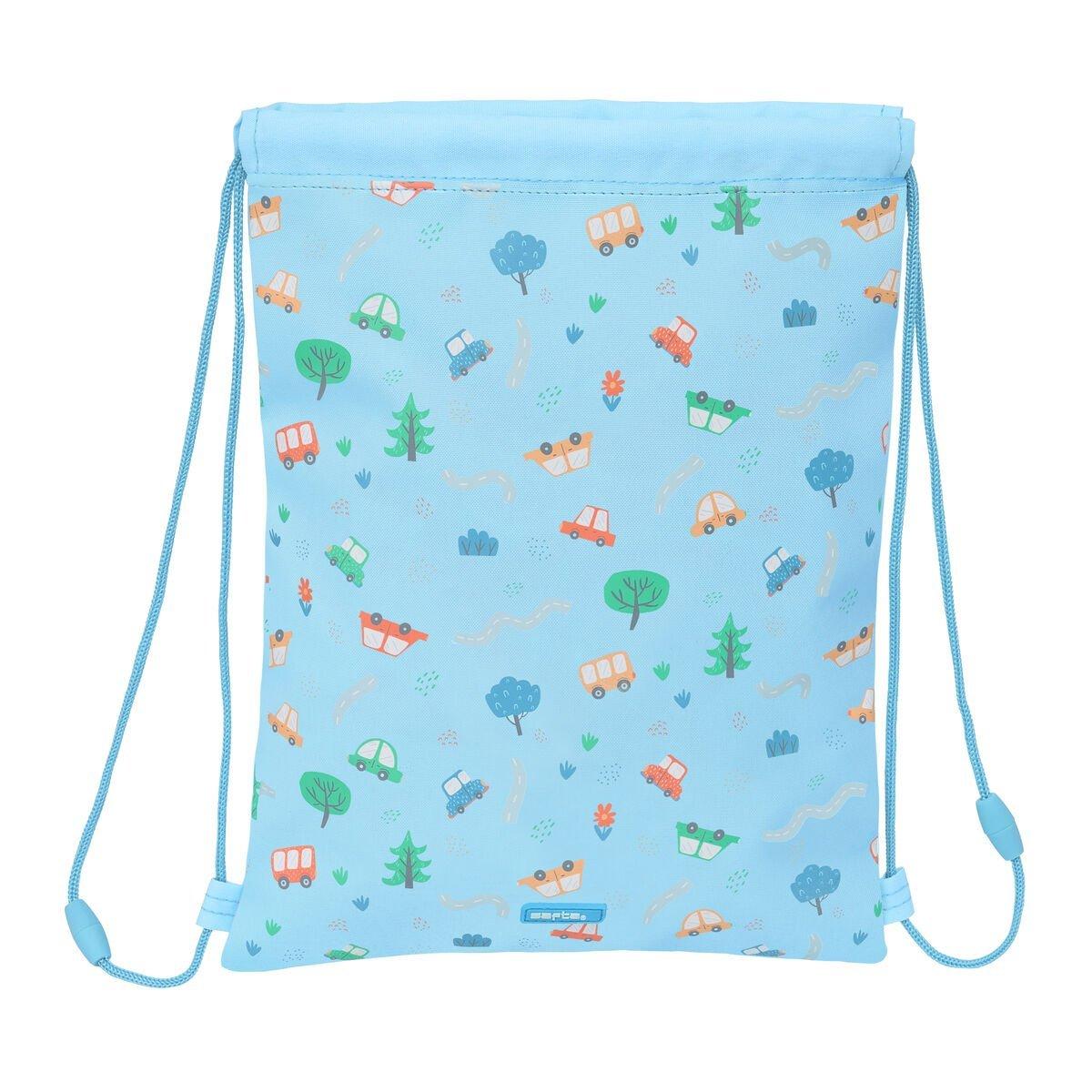 Bolsa Mochila con Cuerdas Safta Coches Azul 26 x 34 x 1 cm