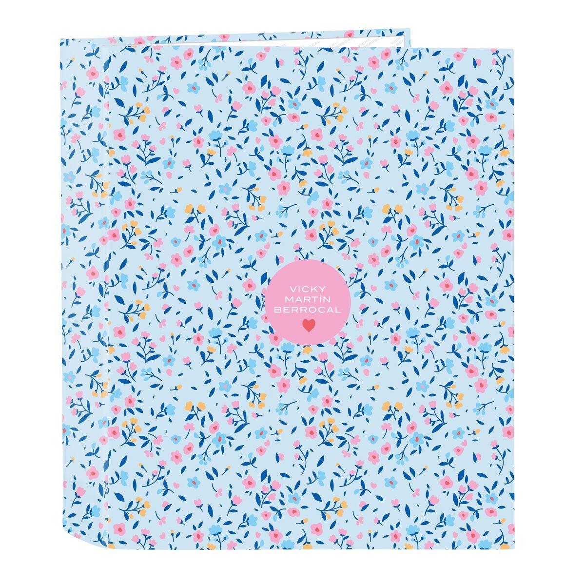 Carpeta de anillas Vicky Martín Berrocal Paraíso Azul Rosa A4 27 x 33 x 6 cm