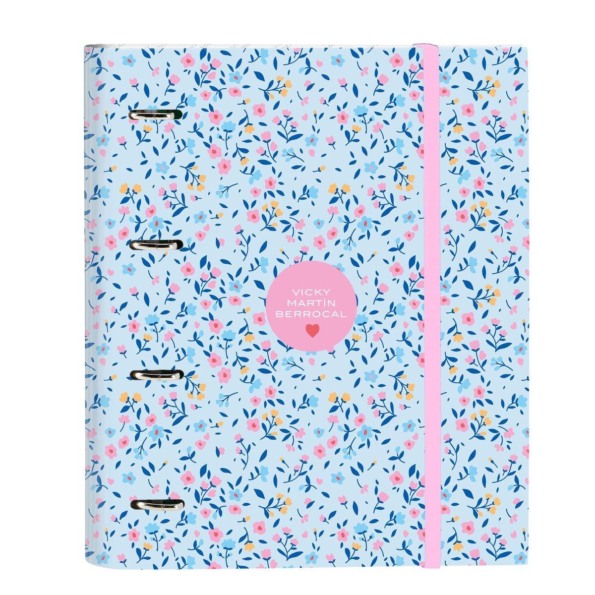 Carpeta de anillas Vicky Martín Berrocal Paraíso Azul Rosa 27 x 32 x 3.5 cm