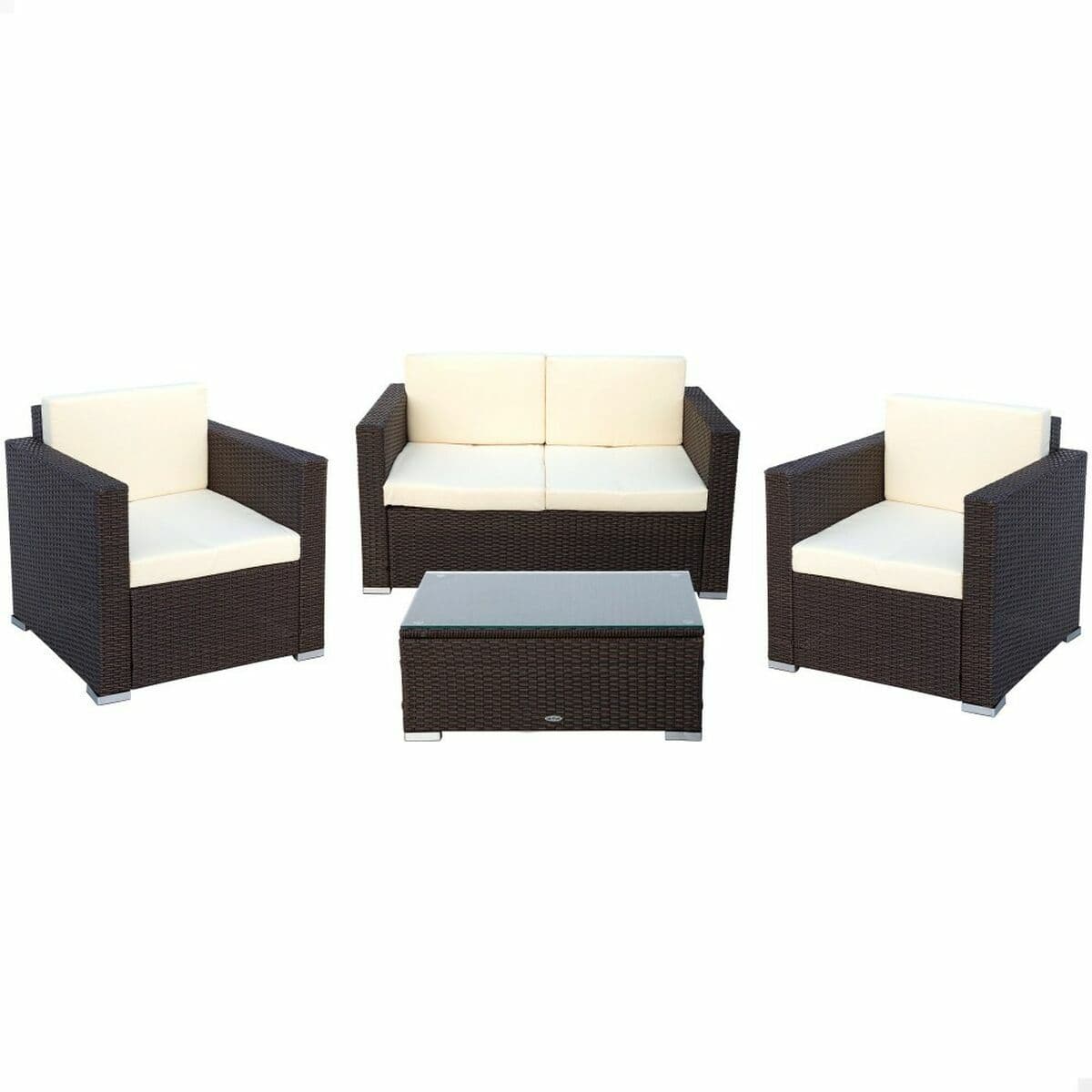 Muebles de Jardín Aktive Negro Crema 128 x 72 cm