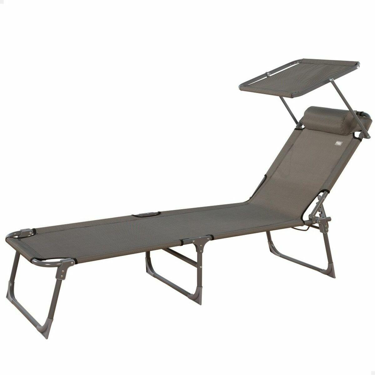 Tumbona Aktive Gris 193 x 53 x 30 cm Plegable Parasol