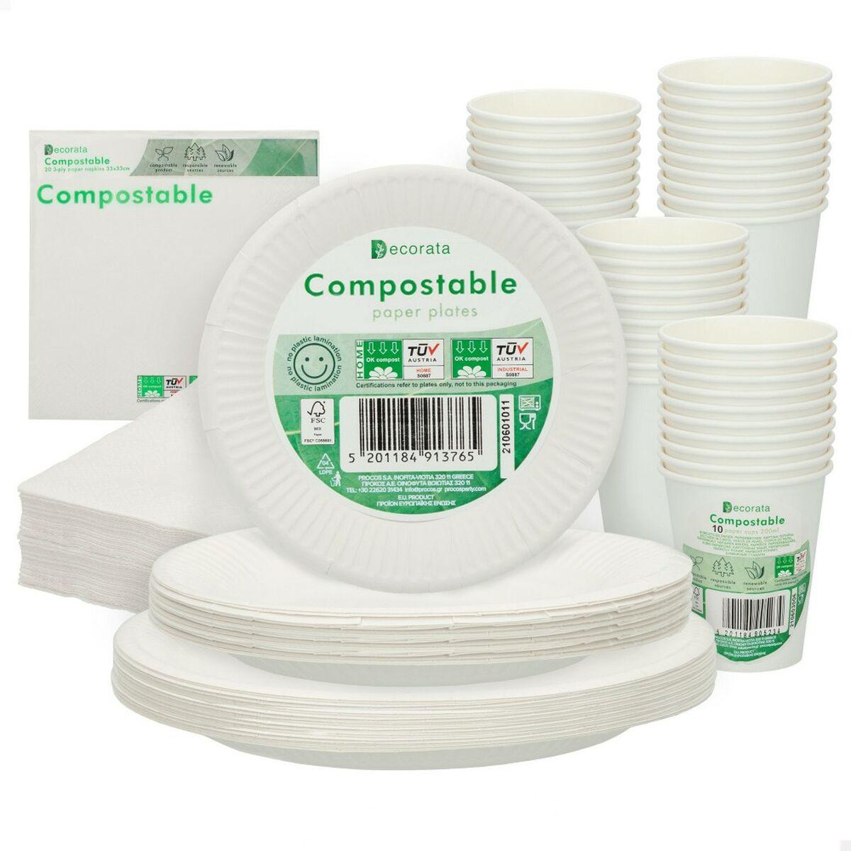 Set de Vajilla Procos Blanco Papel 23 x 1,5 x 23 cm