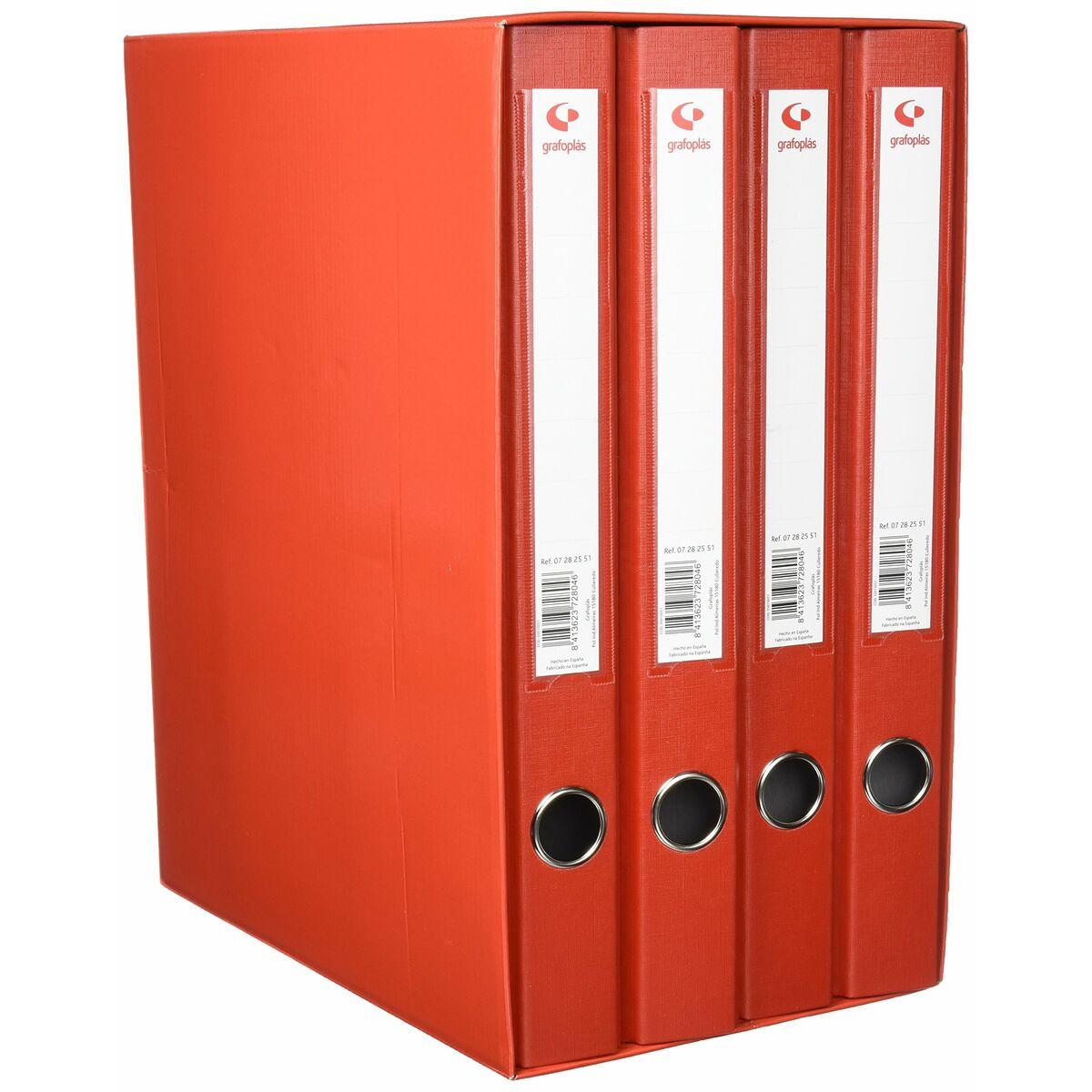 Carpeta de anillas Grafoplas Rojo Folio Carpeta de anillas x 4