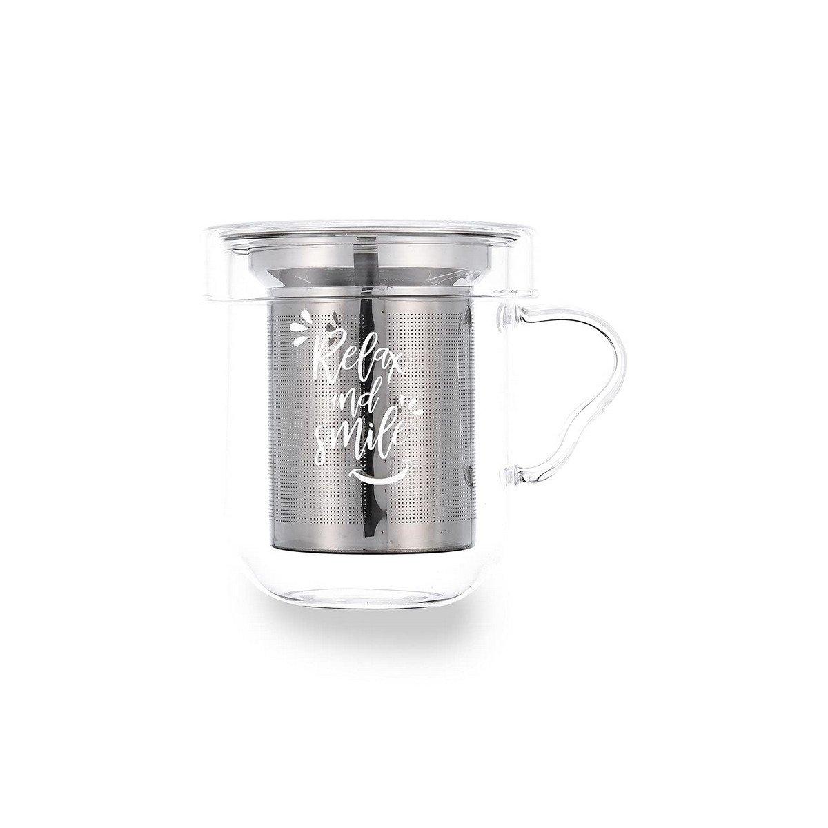 Taza con Filtro para Infusiones Quid Serenia Transparente 350 ml (3 Piezas)