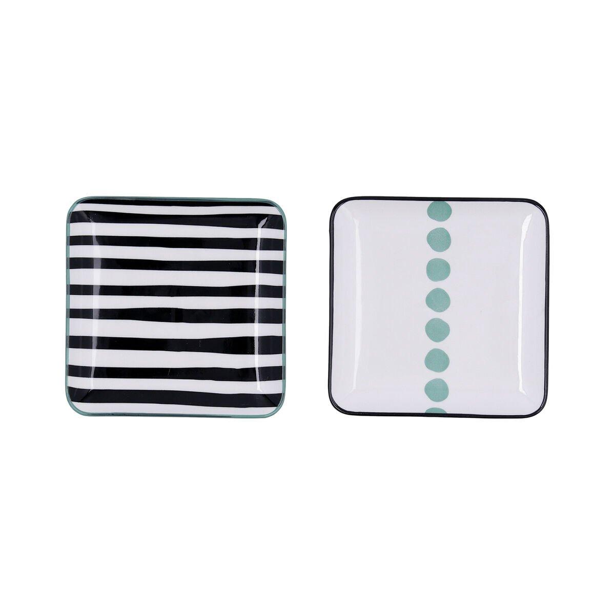 Bandeja de Aperitivos Bidasoa Zigzag Multicolor Cerámica Cuadrada 15 x 15 cm 2 Unidades