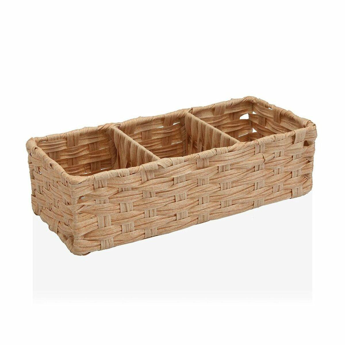 Cesta Multiusos Versa 15,2 x 10,2 x 35,6 cm 3 Compartimentos Marrón claro