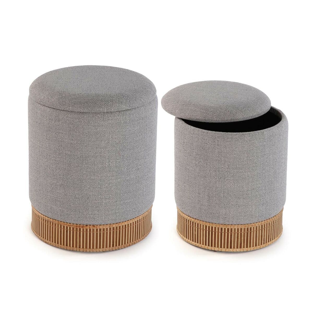 Puff Desmontable Versa Gris Bambú Madera MDF