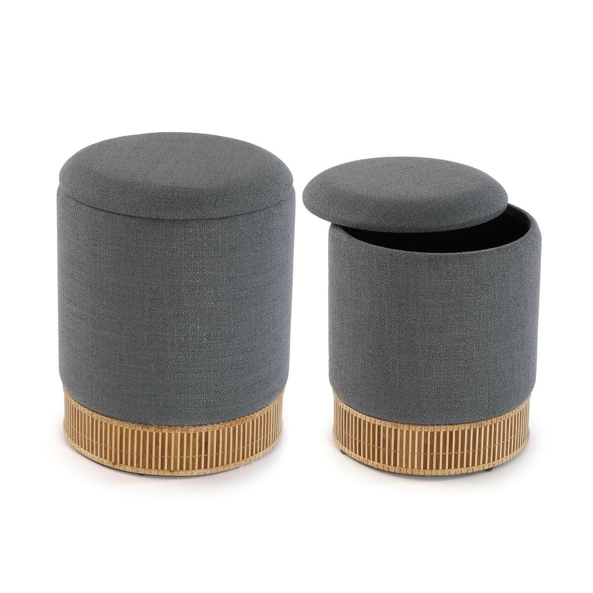 Puff Desmontable Versa Gris Bambú Madera MDF