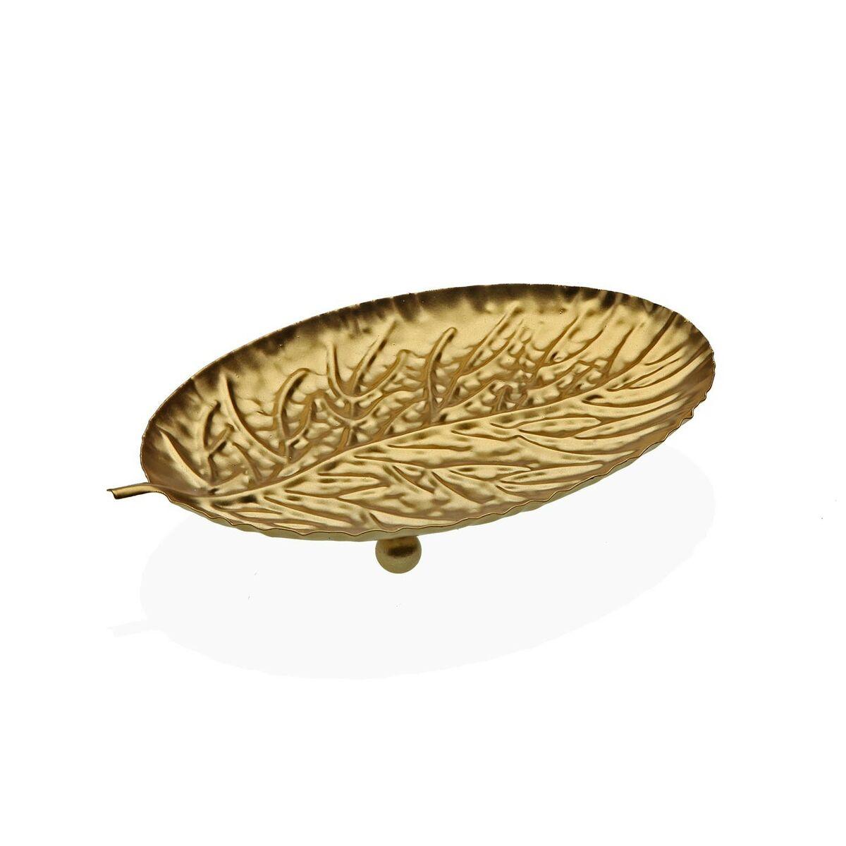 Centro de Mesa Versa Dorado Metal 12 x 1,5 x 19 cm Hoja