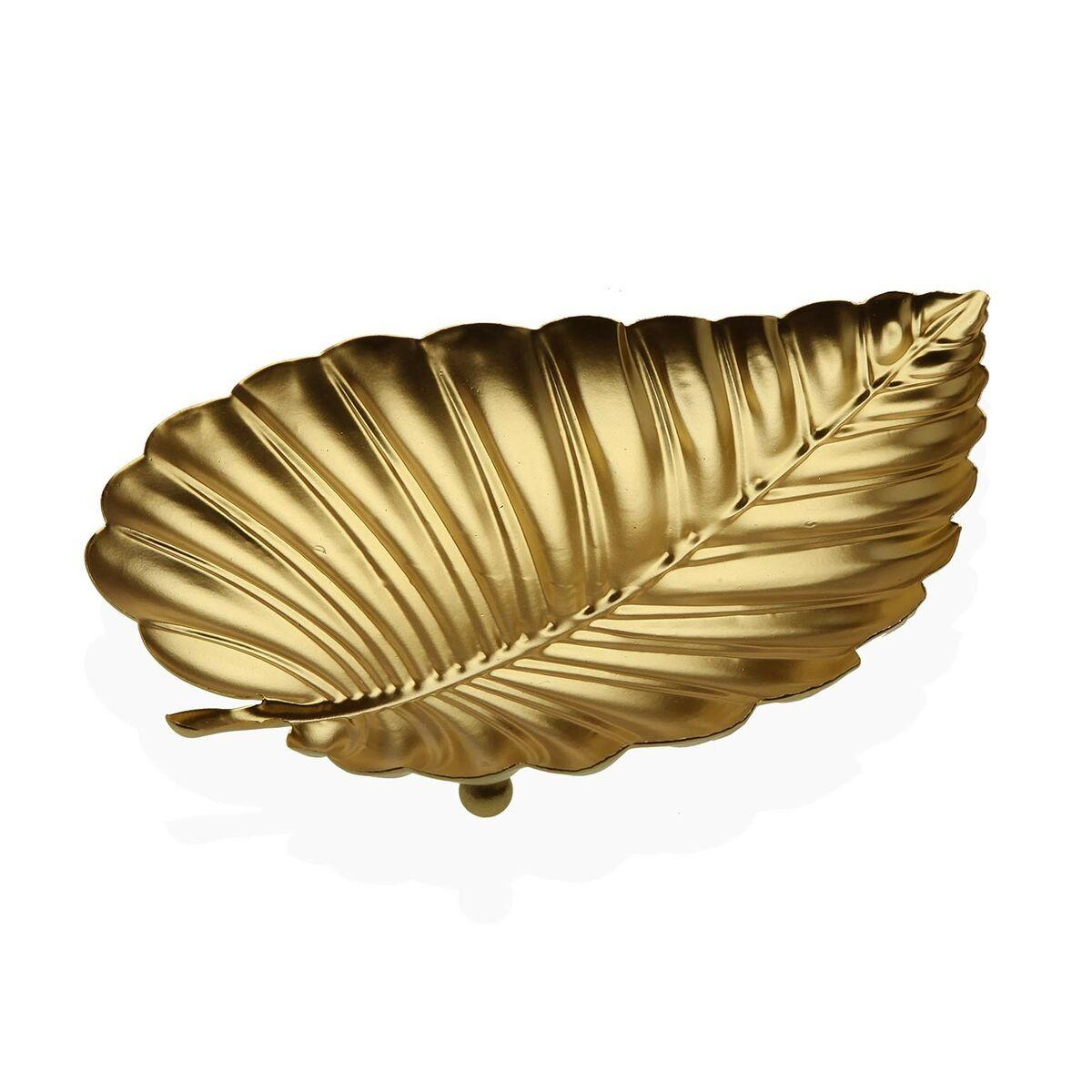 Centro de Mesa Versa Dorado Metal 20 x 4 x 27 cm Hoja