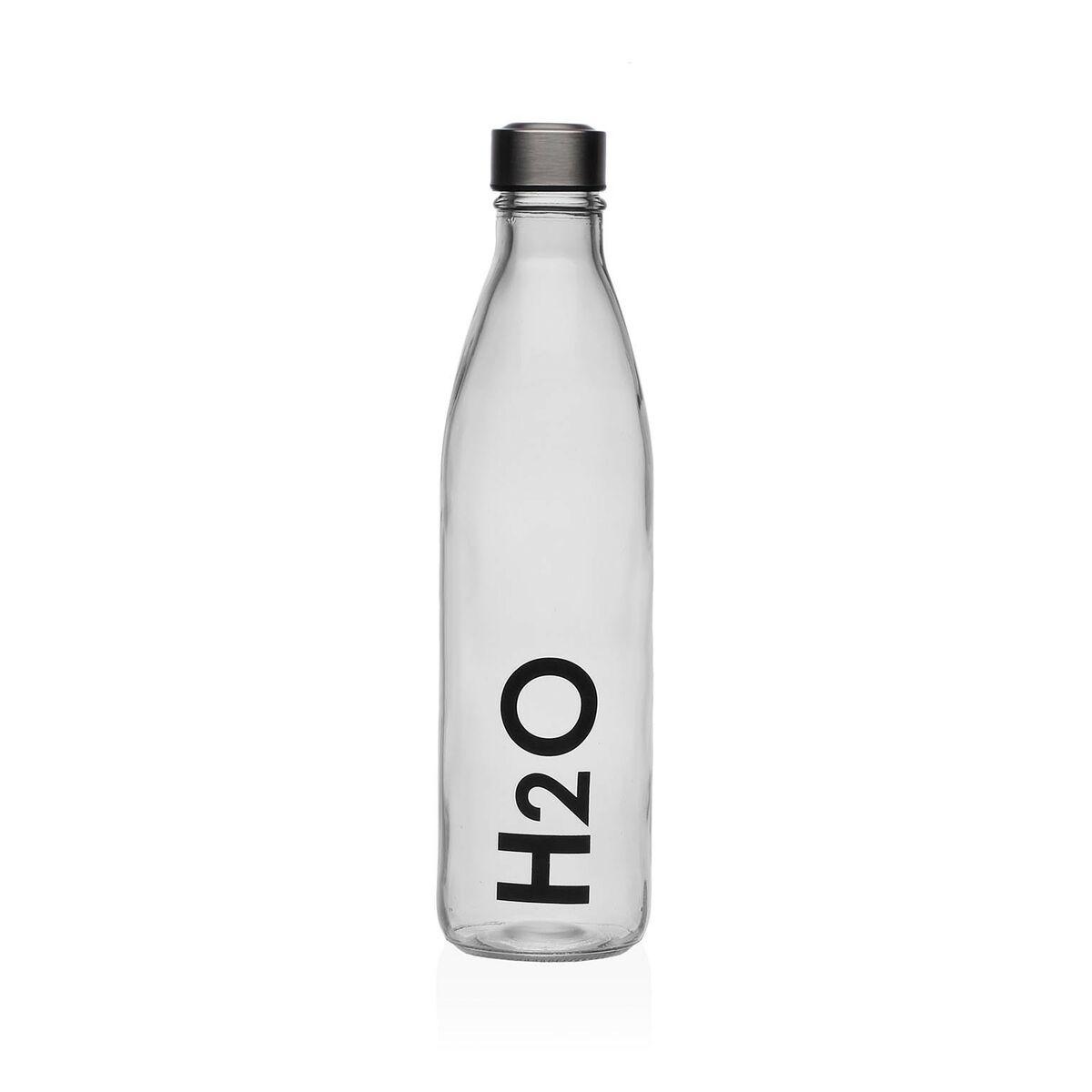 Botella de Agua Versa Transparente Vidrio Aluminio 1 L 8 x 31 x 8 cm