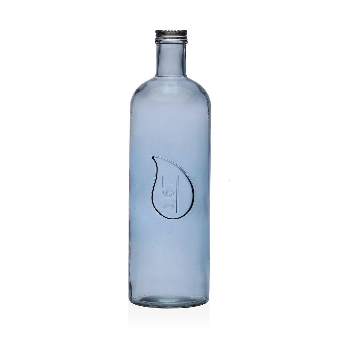 Botella de Agua Versa Azul Vidrio Aluminio 1,6 L 9,8 x 32,5 x 9,8 cm