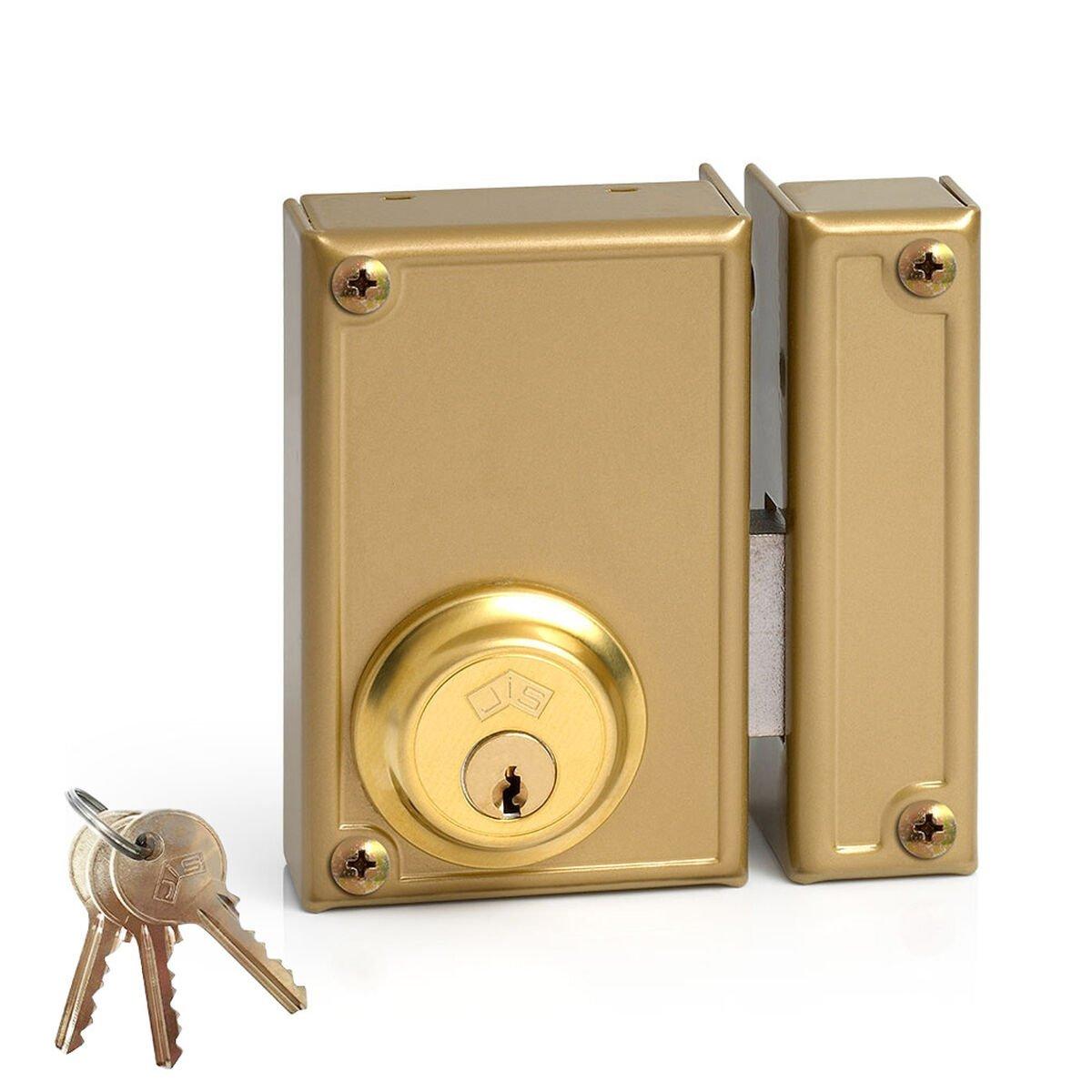 Cerradura de sobreponer Jis 33-7d Dorado Derecha 70 mm Sobreponer