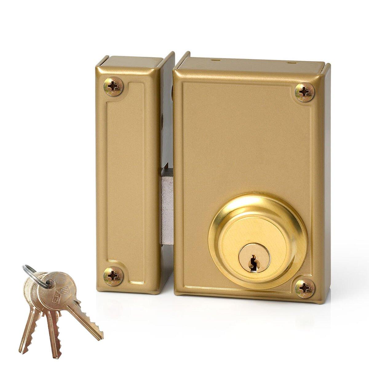 Cerradura de sobreponer Jis 33-7i Dorado 52 mm Izquierda 70 mm Sobreponer