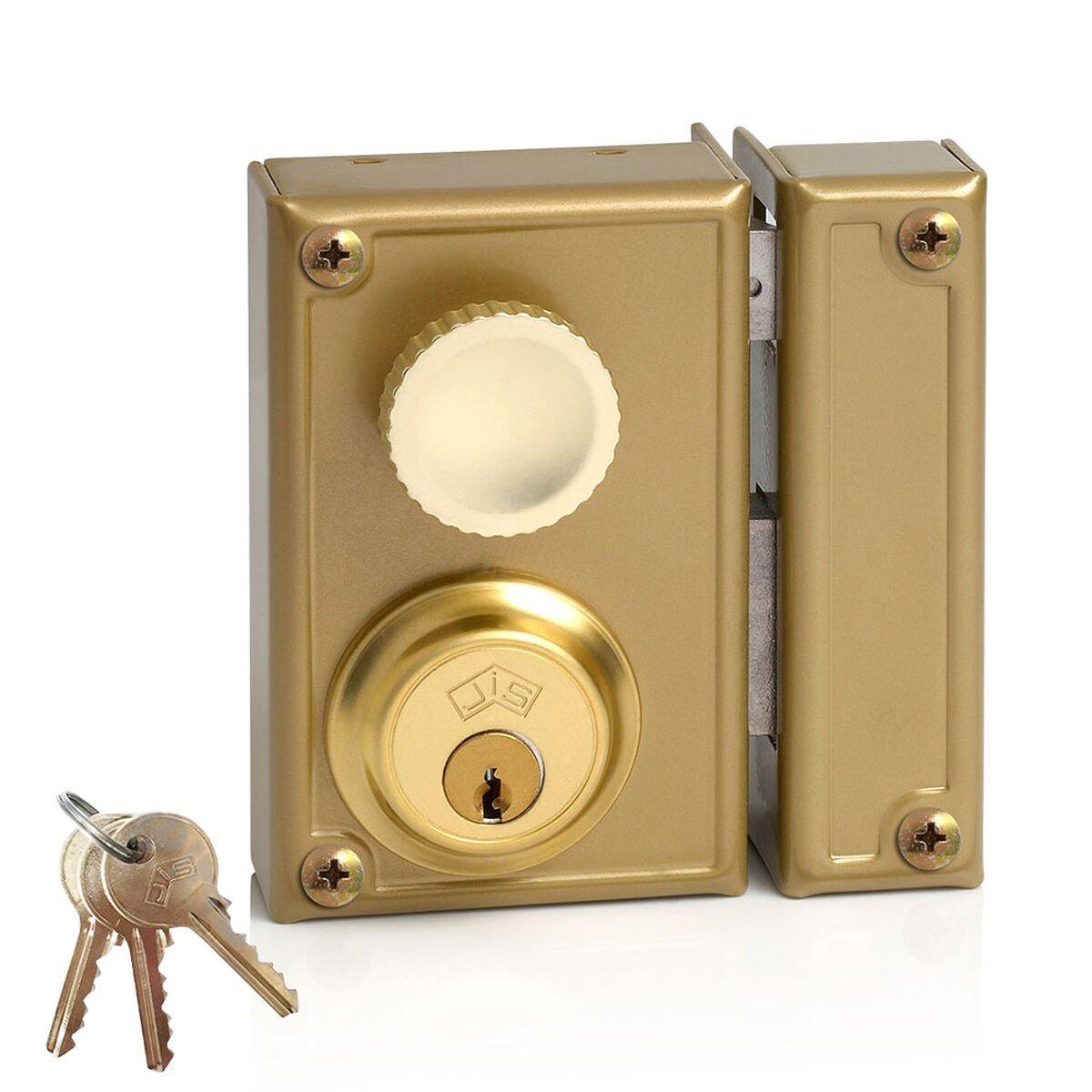 Cerradura de sobreponer Jis 34-7d Dorado 52 mm Derecha Acero Sobreponer