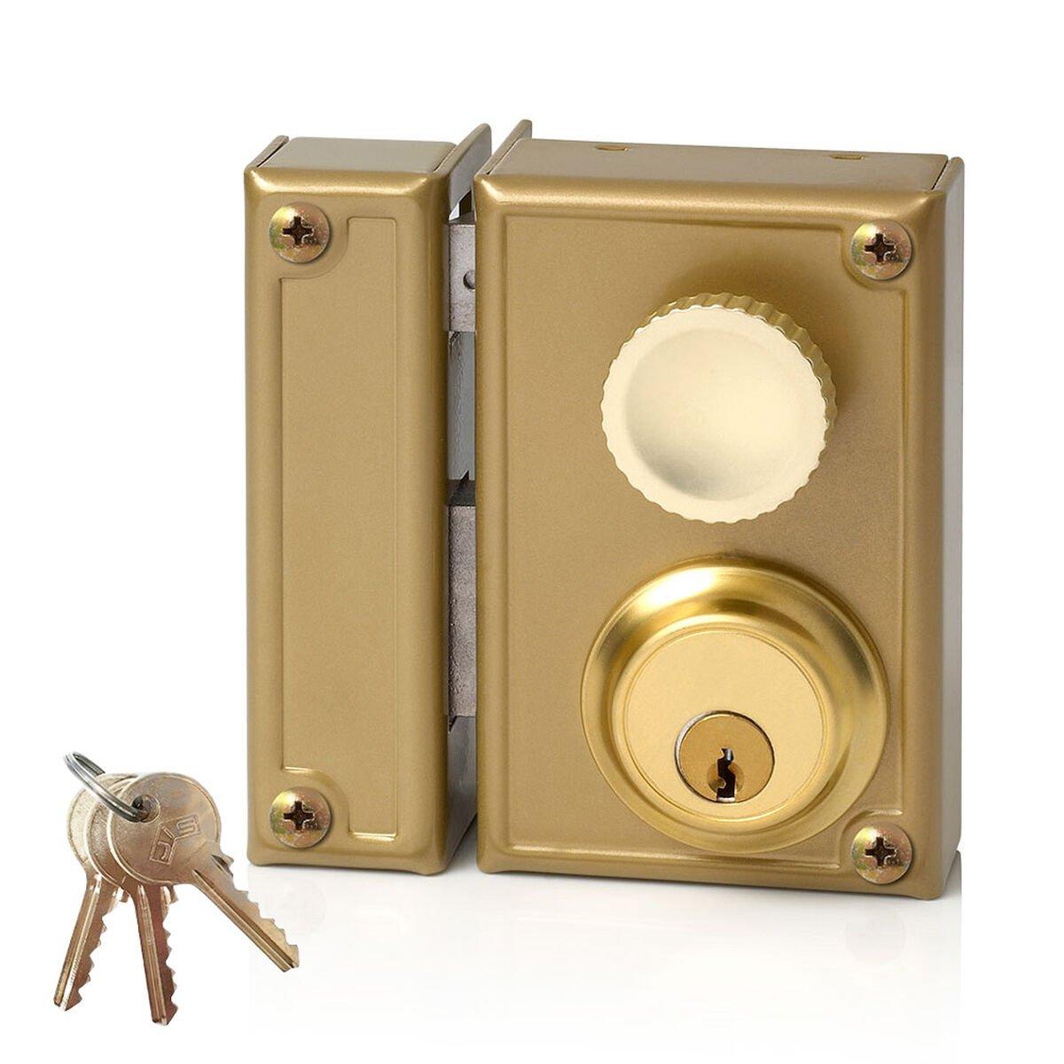 Cerradura de sobreponer Jis 34-7i Dorado Izquierda 70 mm Metal Sobreponer
