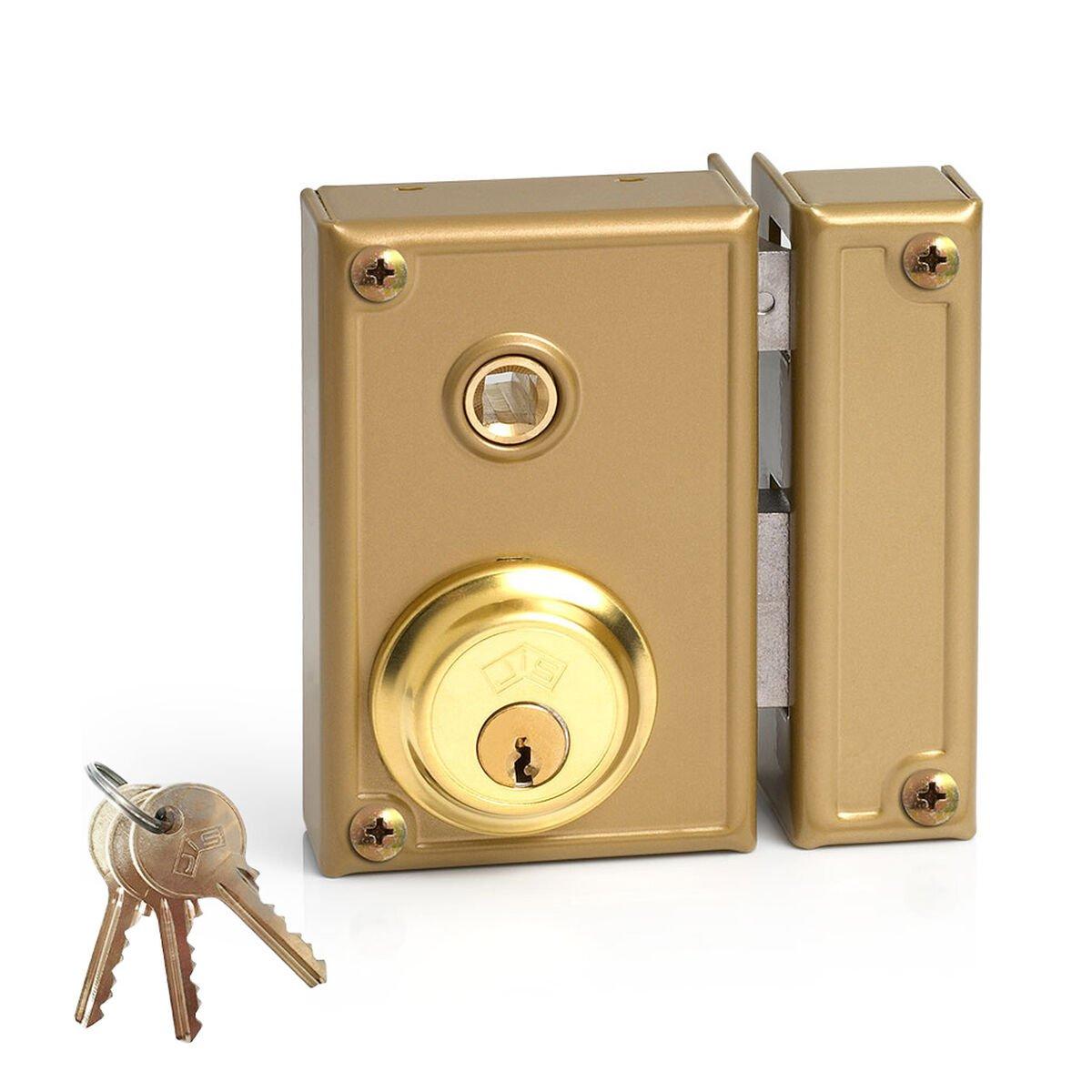 Cerradura de sobreponer Jis 35-7d Dorado Derecha 70 mm Metal Sobreponer