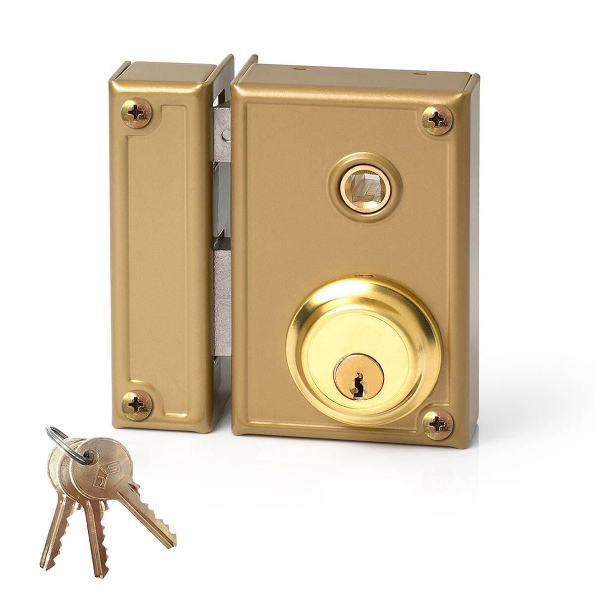 Cerradura de sobreponer Jis 35-7i Dorado 52 mm Izquierda 70 mm Metal Níquel Sobreponer