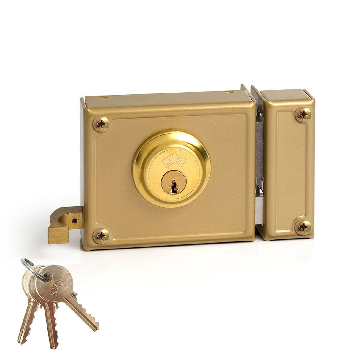 Cerradura de sobreponer Jis 12-10d Dorado 52 mm Derecha 100 mm Sobreponer