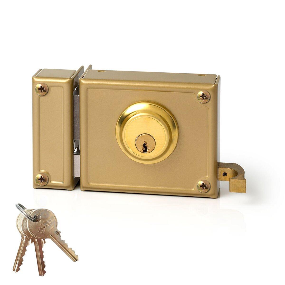 Cerradura de sobreponer Jis 12-10i Dorado 52 mm Izquierda 100 mm Sobreponer