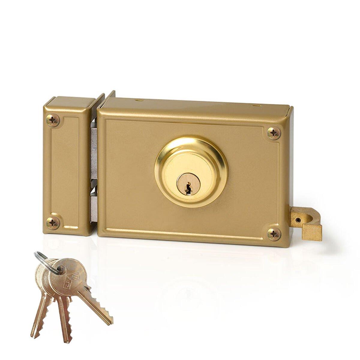 Cerradura de sobreponer Jis 12-12i Dorado 52 mm Izquierda 120 mm Sobreponer