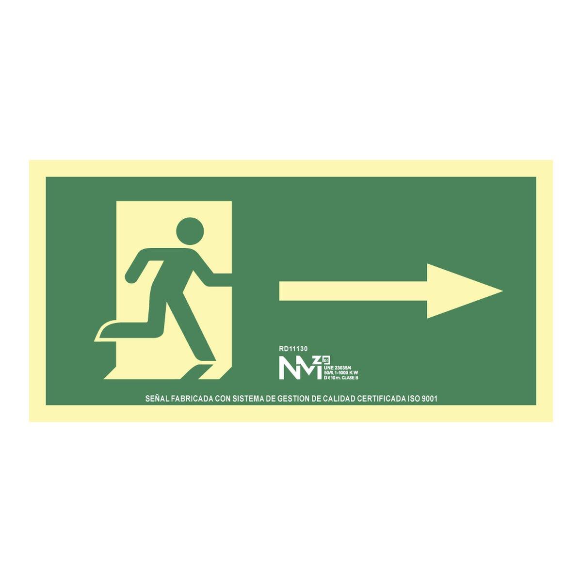 Cartel Normaluz Evacuación flecha derecha PVC 32 x 16 cm
