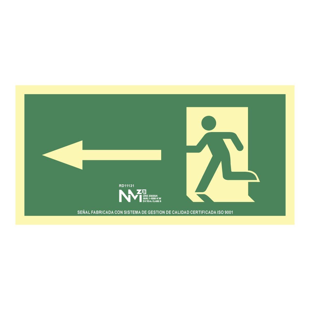 Cartel Normaluz Evacuación flecha izquierda PVC 32 x 16 cm