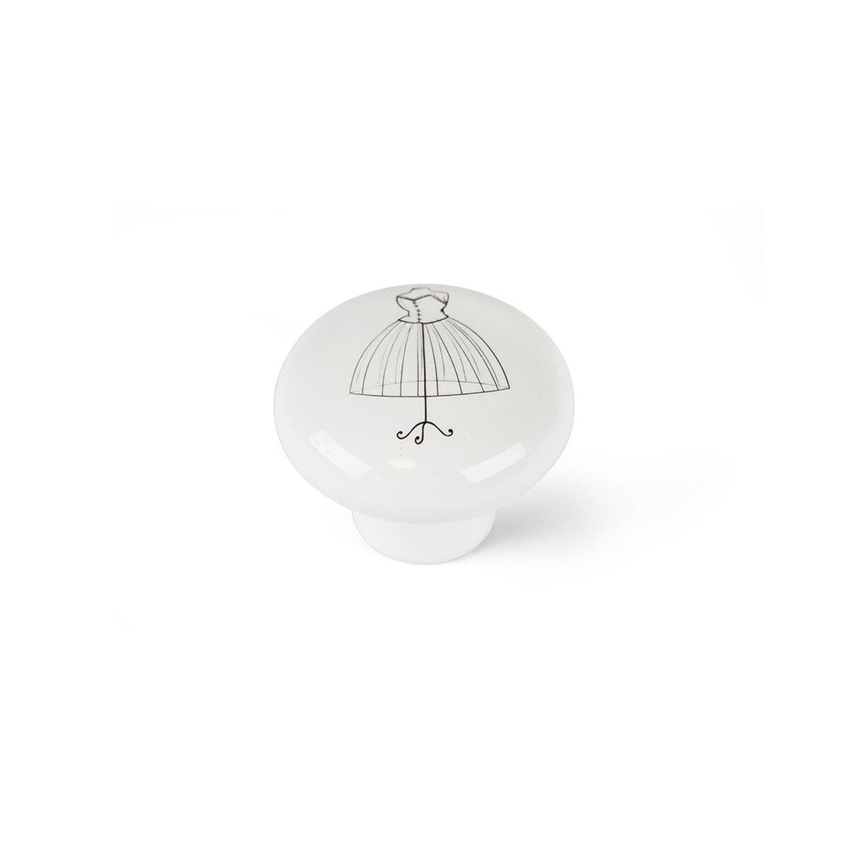 Pomo Rei e817 Blanco Porcelana Ilustrado Ø 40 x 32 mm 4 Piezas